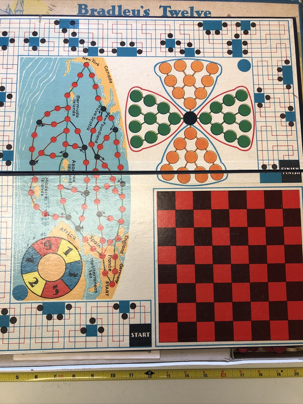 vintage Bradleys twelve Game Combination Board milton bradley co.3