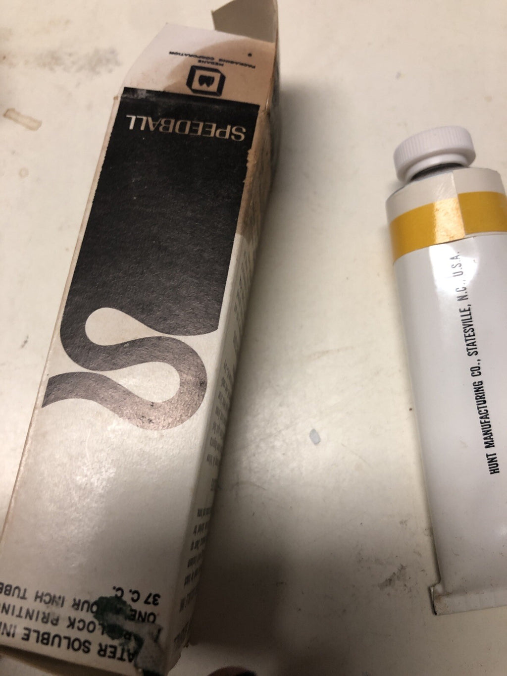 Speedball Block Printing Ink Oil Base Vintage NEW Made in US Yellow Metal tube!2