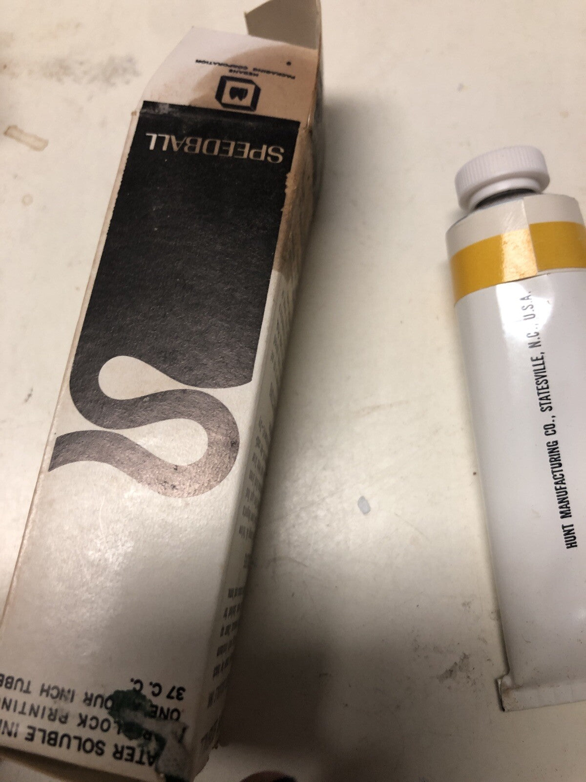 Speedball Block Printing Ink Oil Base Vintage NEW Made in US Yellow Metal tube!2