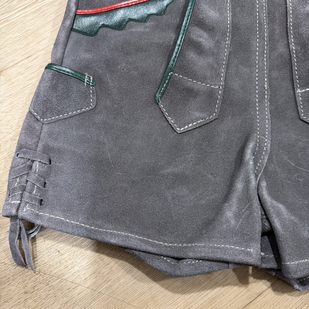 VINTAGE GERMAN LEDERHOSEN  GRAY SUEDE  LEATHER OKTOBERFEST FESTIVAL  Childrens1