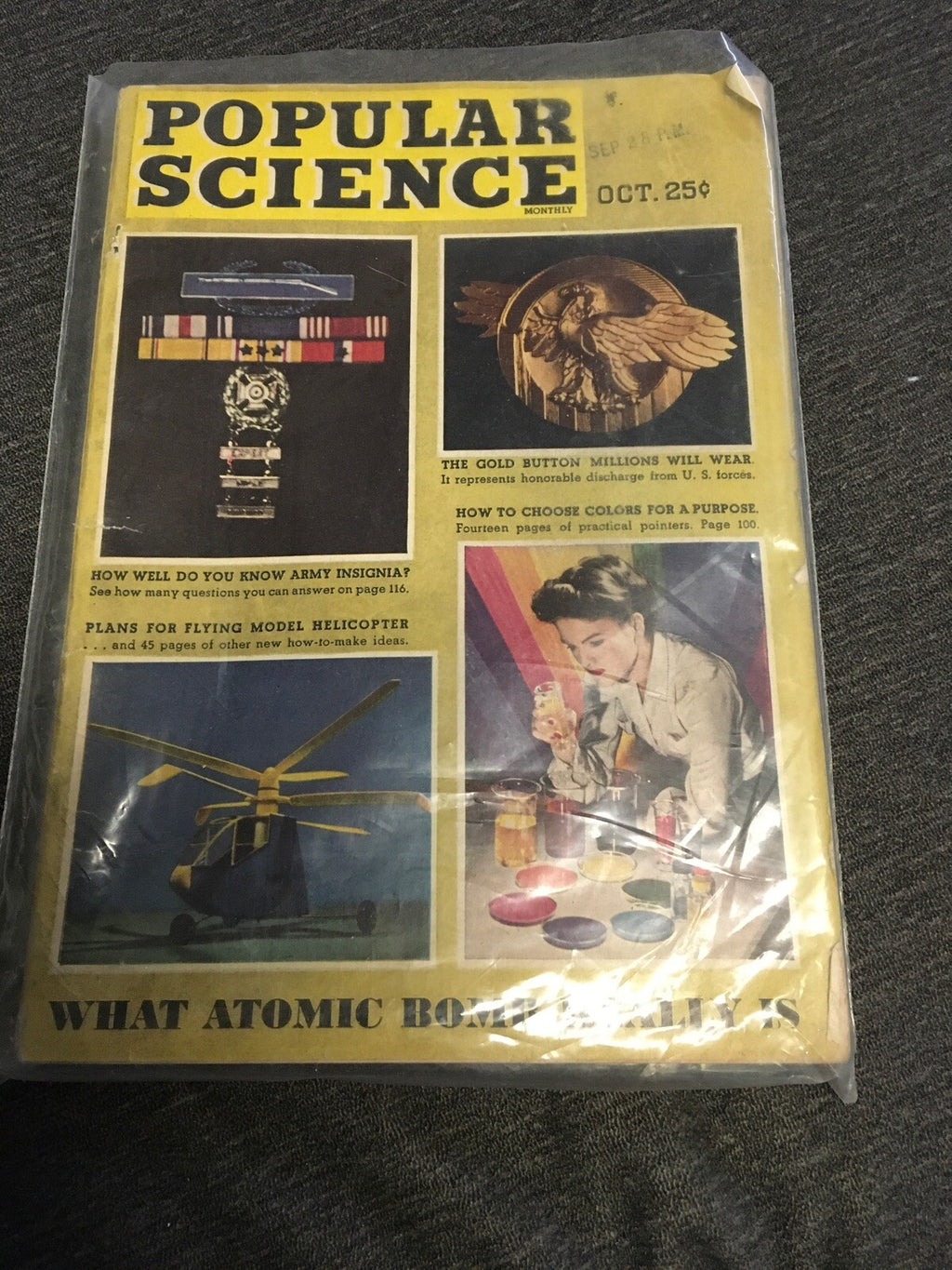 Vintage October 1945 Popular Science Monthly Volume 147 Magazine - Atomic Bomb0