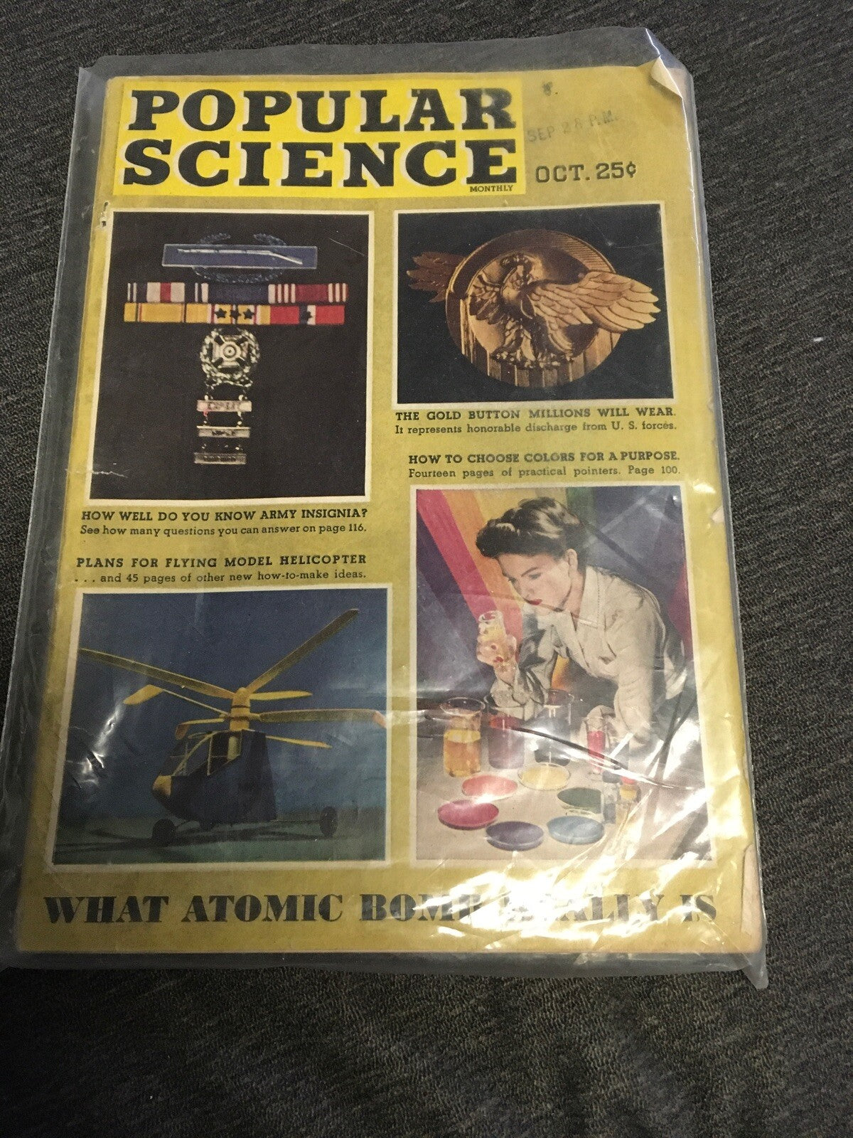 Vintage October 1945 Popular Science Monthly Volume 147 Magazine - Atomic Bomb0