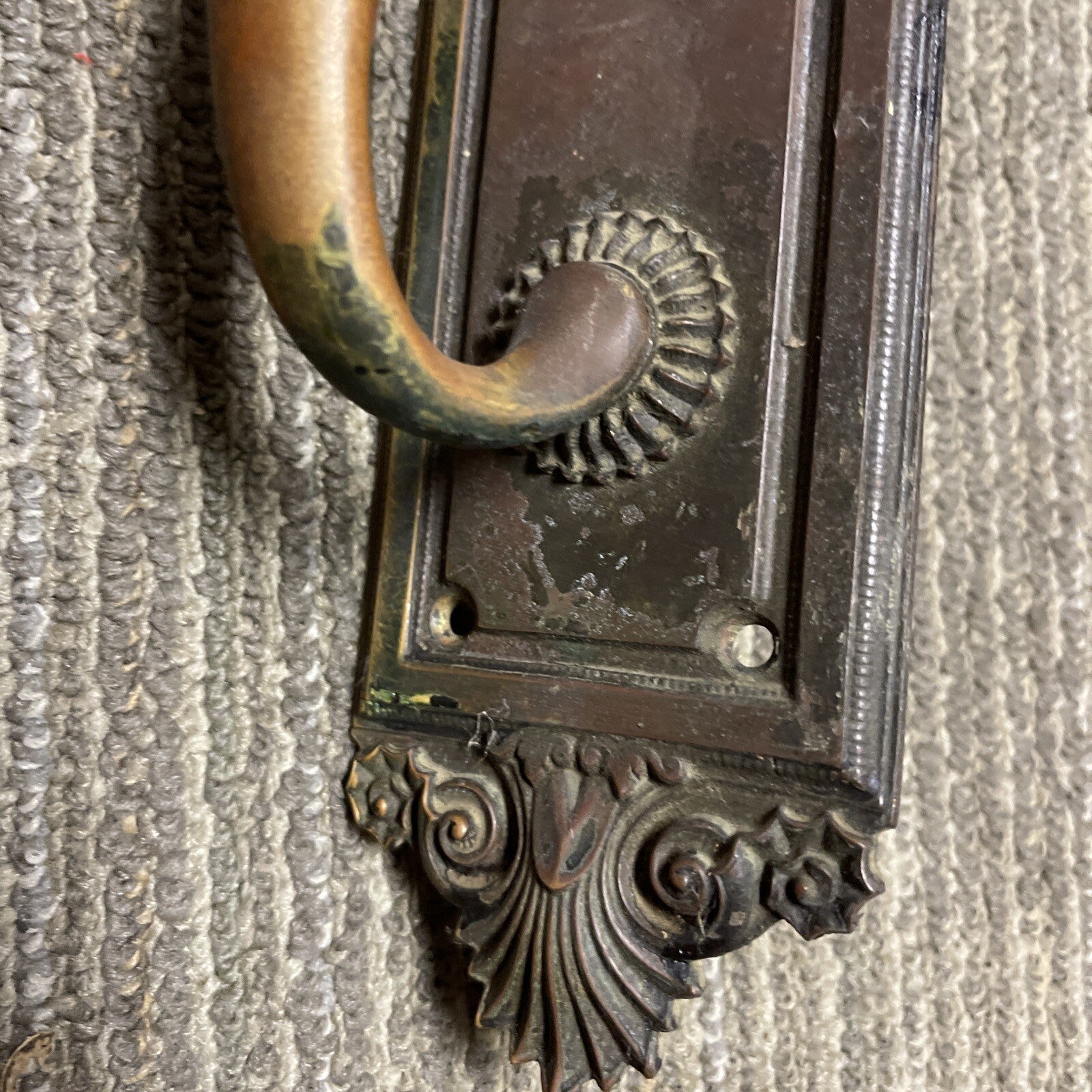 Vintage 2pc Architectural Salvage Brass Baroque Door Handle Pulls 27” x 3”9