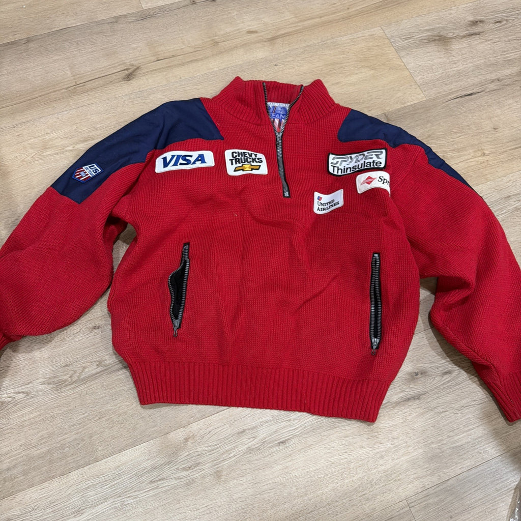 1999 US Ski Team Jacket 1999 Sweater Sz Small Red Blue Snowboard Quarter Zip0