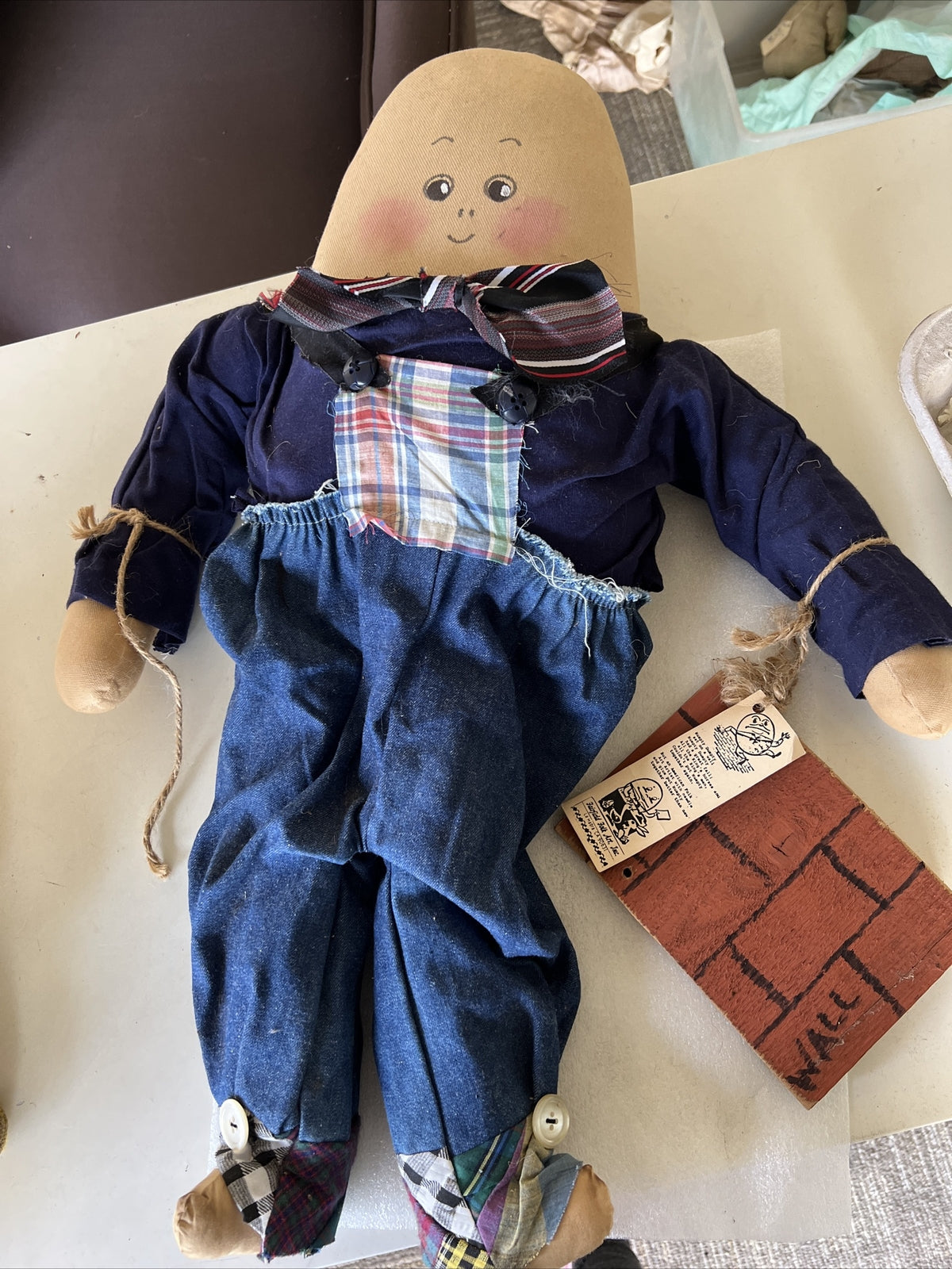 25” Vintage Rare Humpty Dumpty Americana Folk Art Doll  Handmade Great Condition0