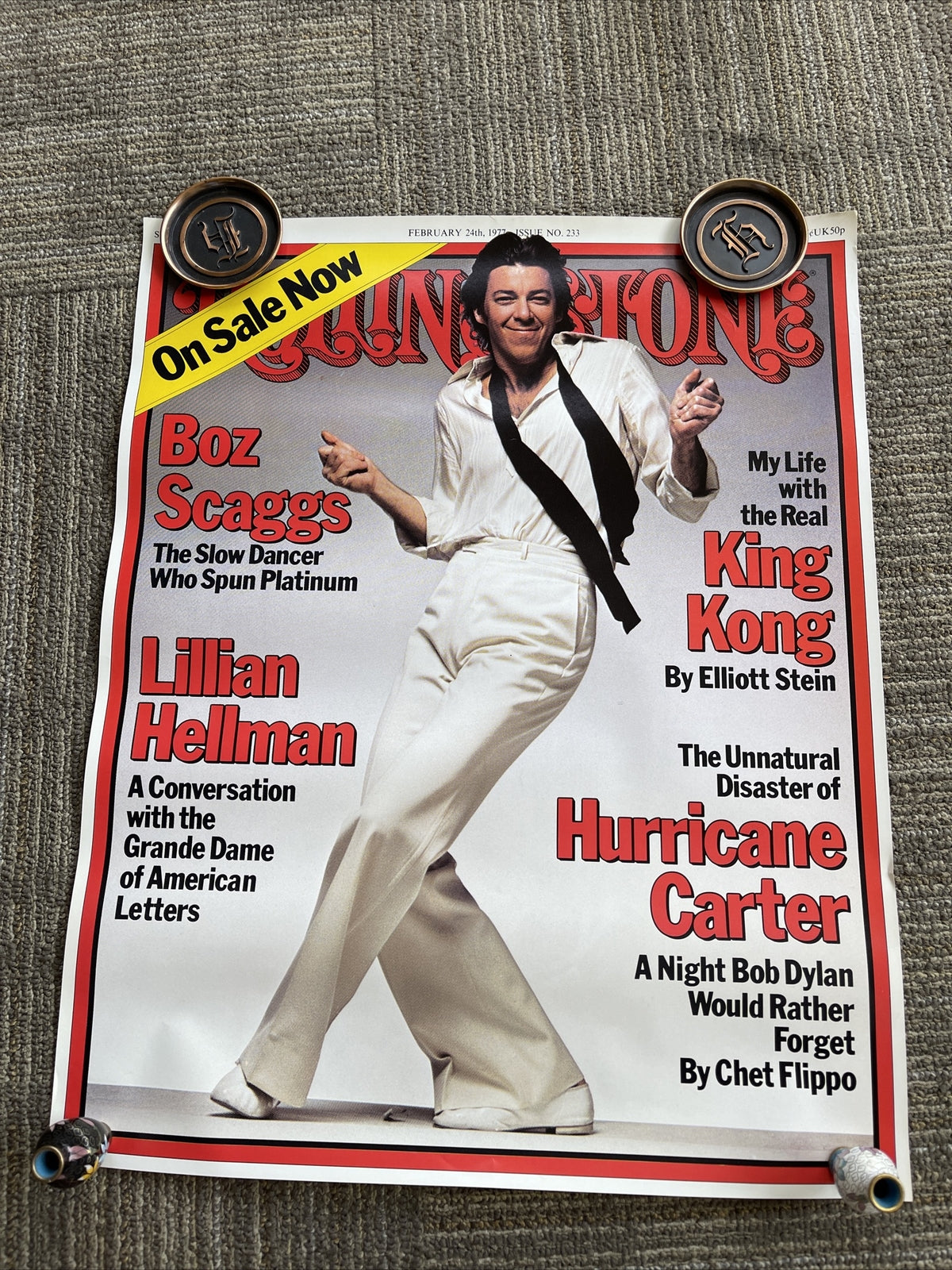 #156 1977 rolling stones magazine Boz Scaggs Promo Poster 22.5” x 18” original0