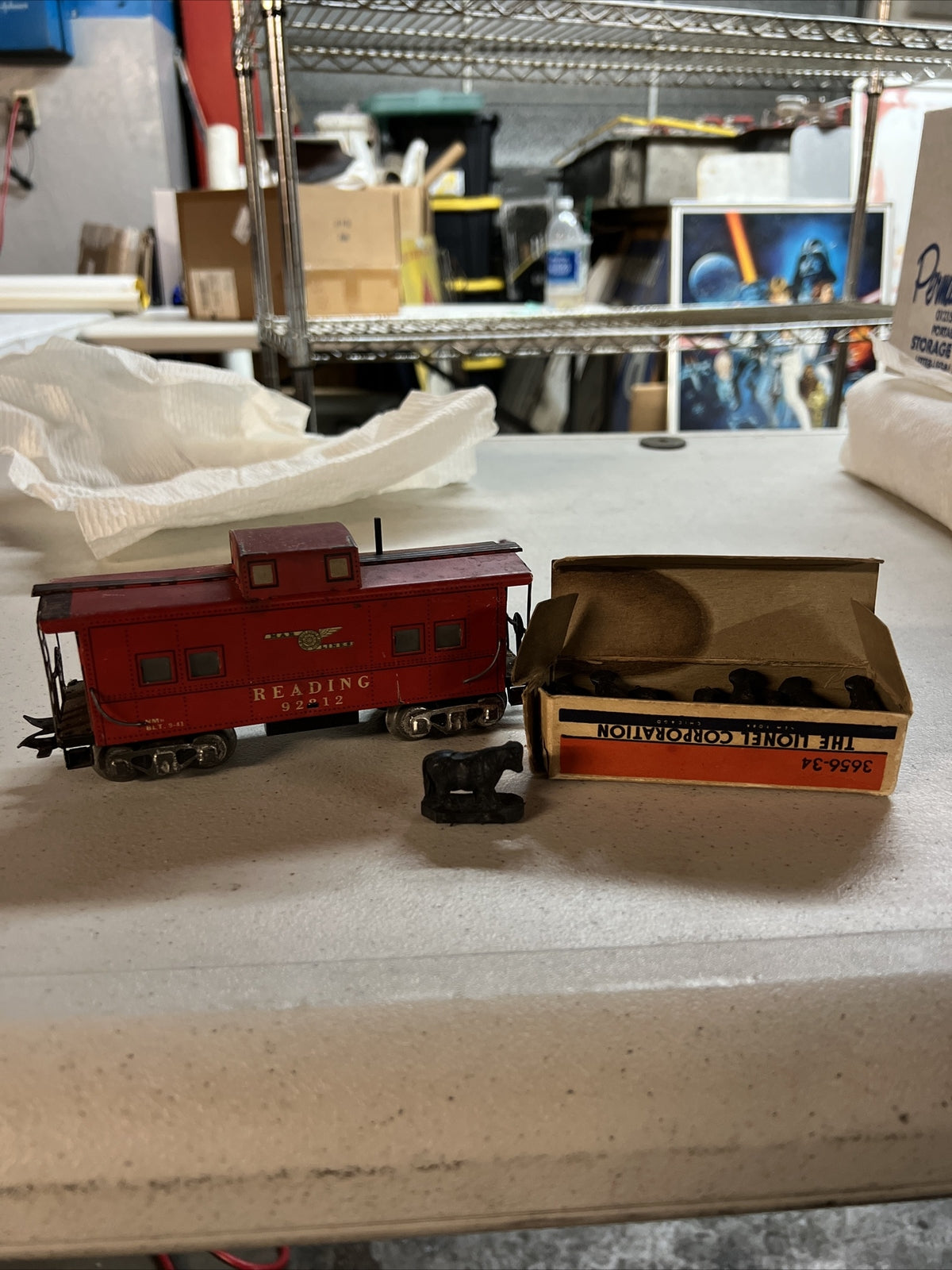 Vintage Marx Prewar Reading caboose #92812 Lionel 3653-34 Black Rubber Cattle0