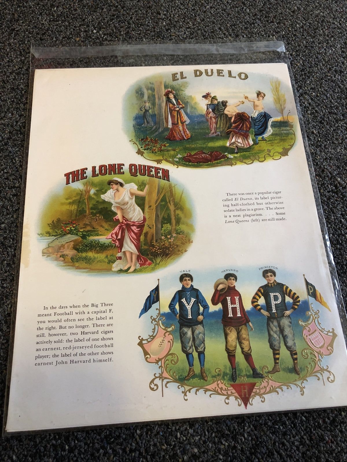 VINTAGE CIGAR BOX LABEL SAMPLE ART LONE QUEEN,EL DUELO,YALE HARVARD PRINCETON0