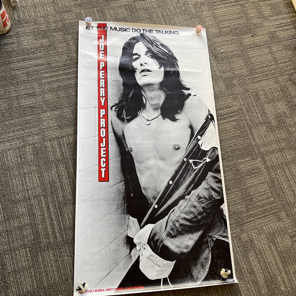 #179 1980 JOE PERRY Record Store Promo Poster LET THE MUSIC DO THE TALKING 25X480