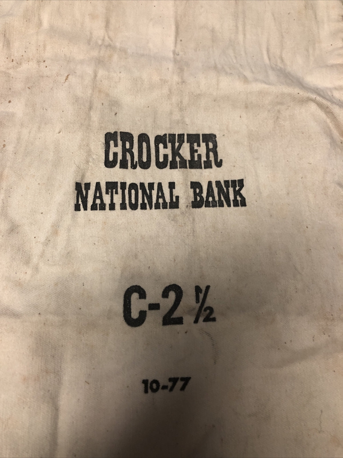 Vintage Crocker National Bank Coin Bag C-2 1/2 Money Bag2
