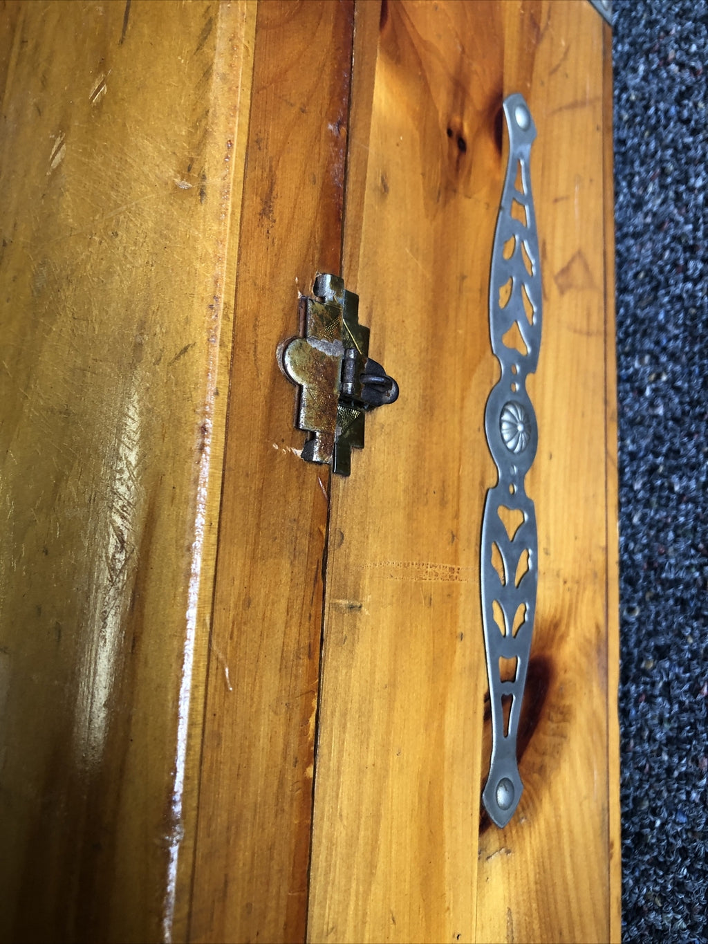 Vintage Solid Real Wooden Box Chest w/ Ornate Metal Trimmings3