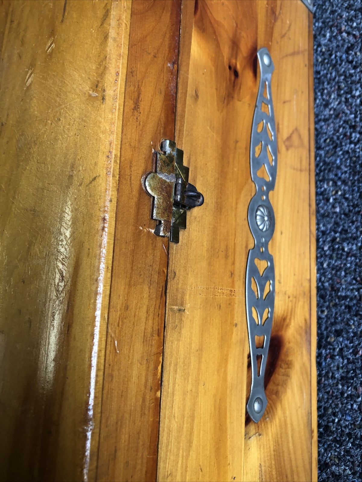 Vintage Solid Real Wooden Box Chest w/ Ornate Metal Trimmings3