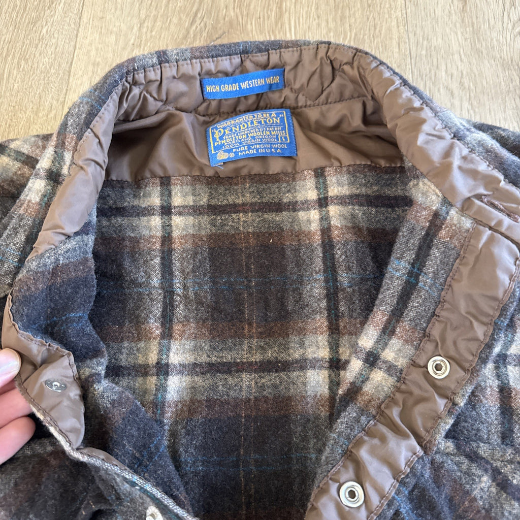 Vtg Pendleton High Grade Western Wear Wool Plaid Pearl Snap Shirt Mens Large USA3