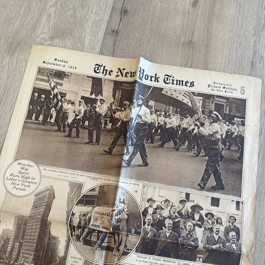 1919 antique NEW YORK TIMES rotogravure PARADE WWI SHIPS ADS FASHION1