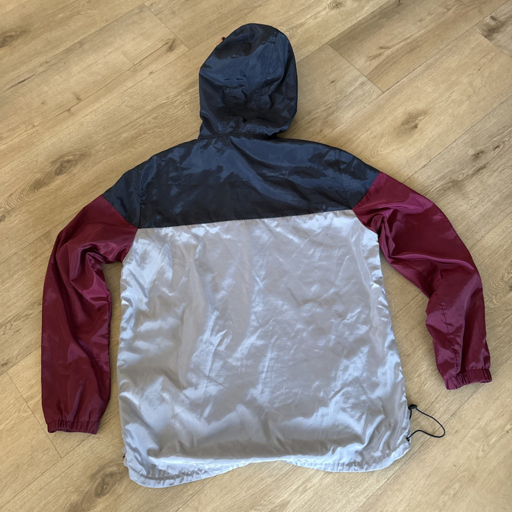 Hustle Men's XXL Colorblock Windbreaker Anorak Pullover Hooded Jacket Navy Red5