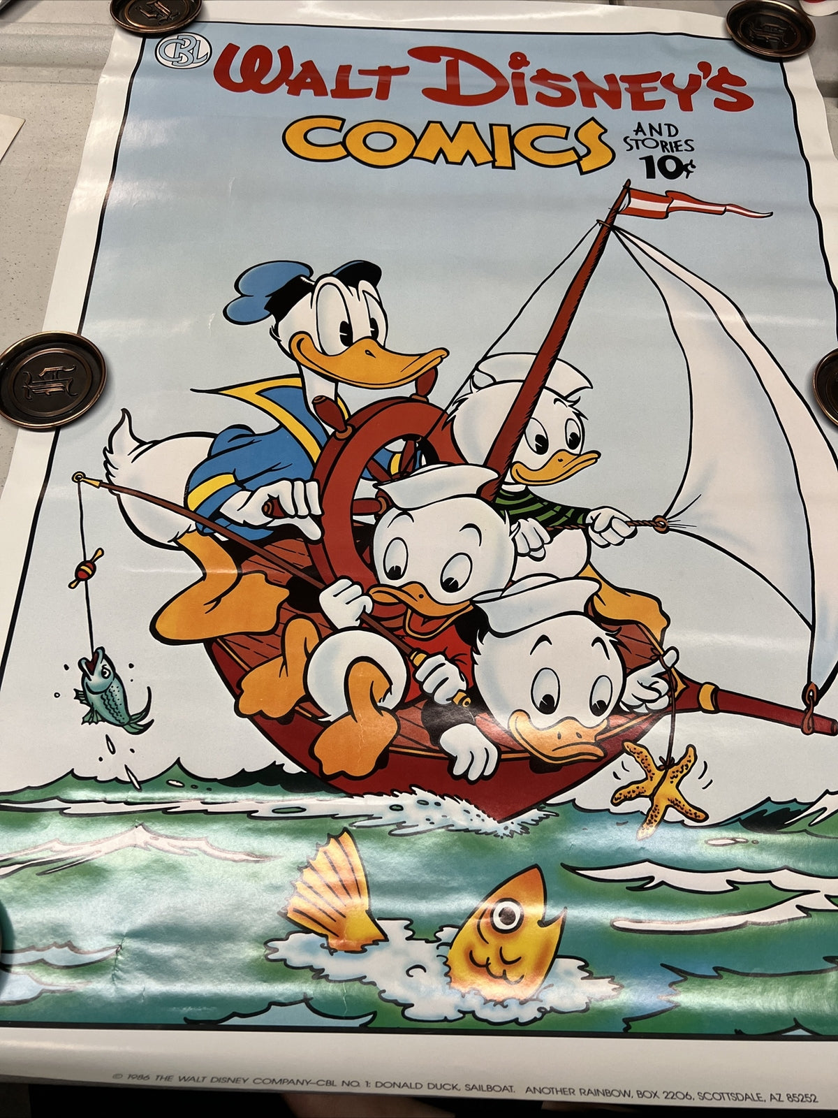 Vintage Walt Disney’s Comics snd Stories Poster 1986 Donald Duck Sailboat0