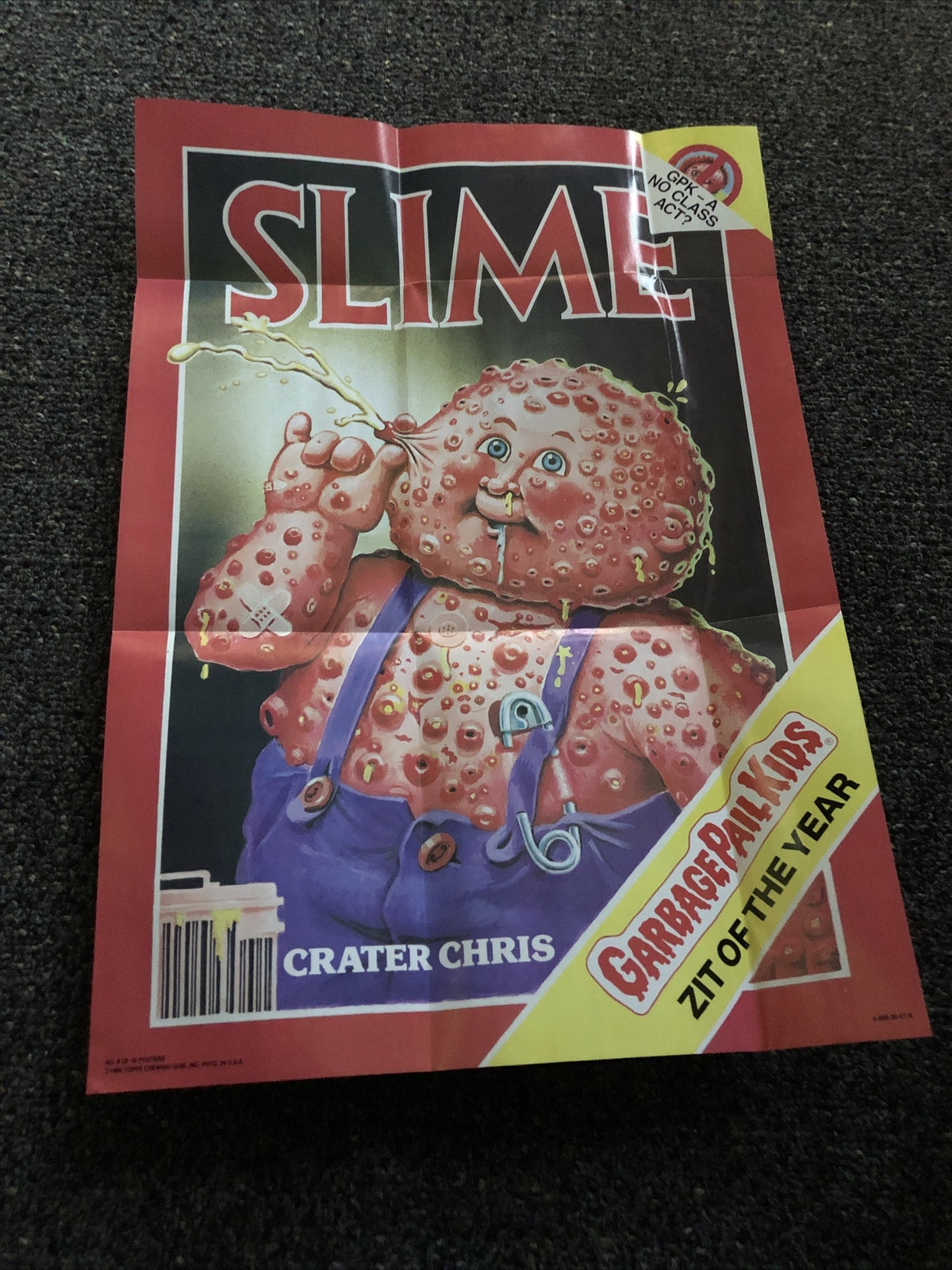 1986 Topps GARBAGE PAIL KIDS SLIME POSTER 17”x12”0