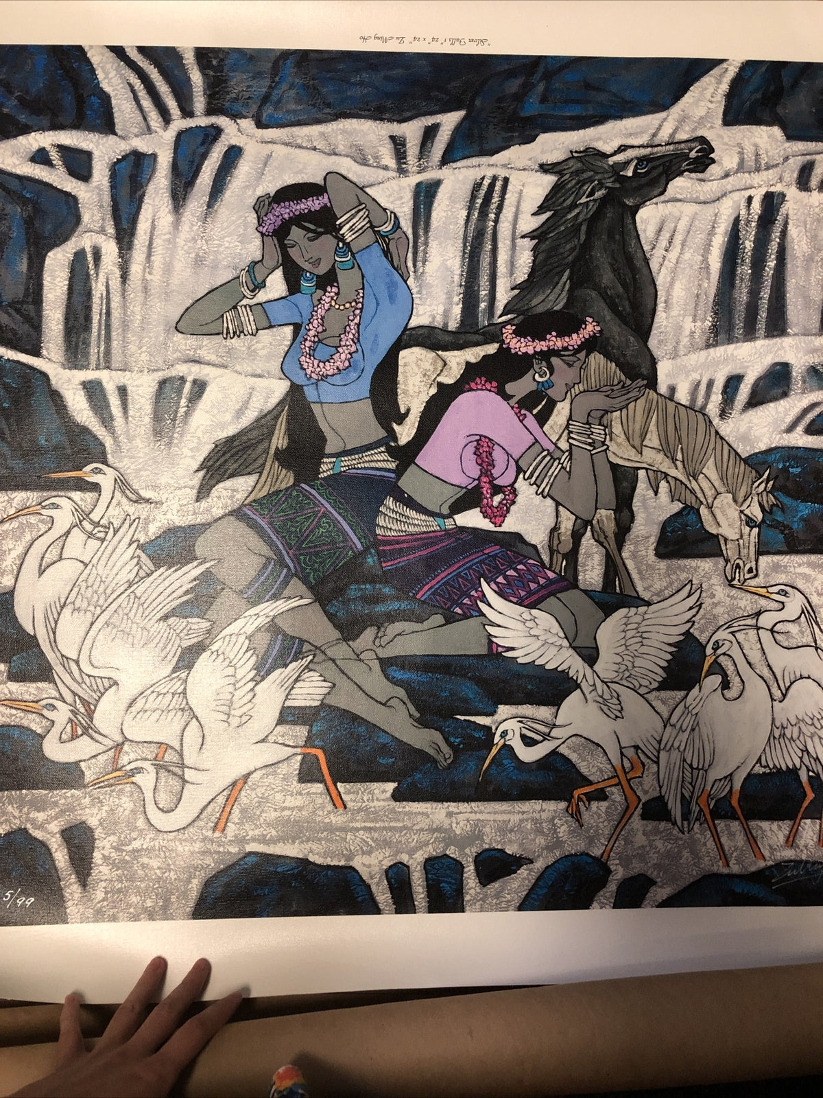 ZU MING HO "Silver Falls I" Signed Giclee On Canvas 5/99 Original1