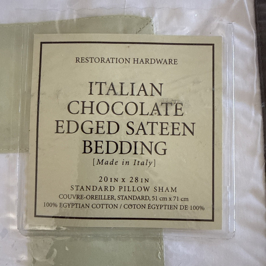 Restoration Hardware Italian Chocolate Edged Sateen - BOUDOIR Pillow Shams 20x281
