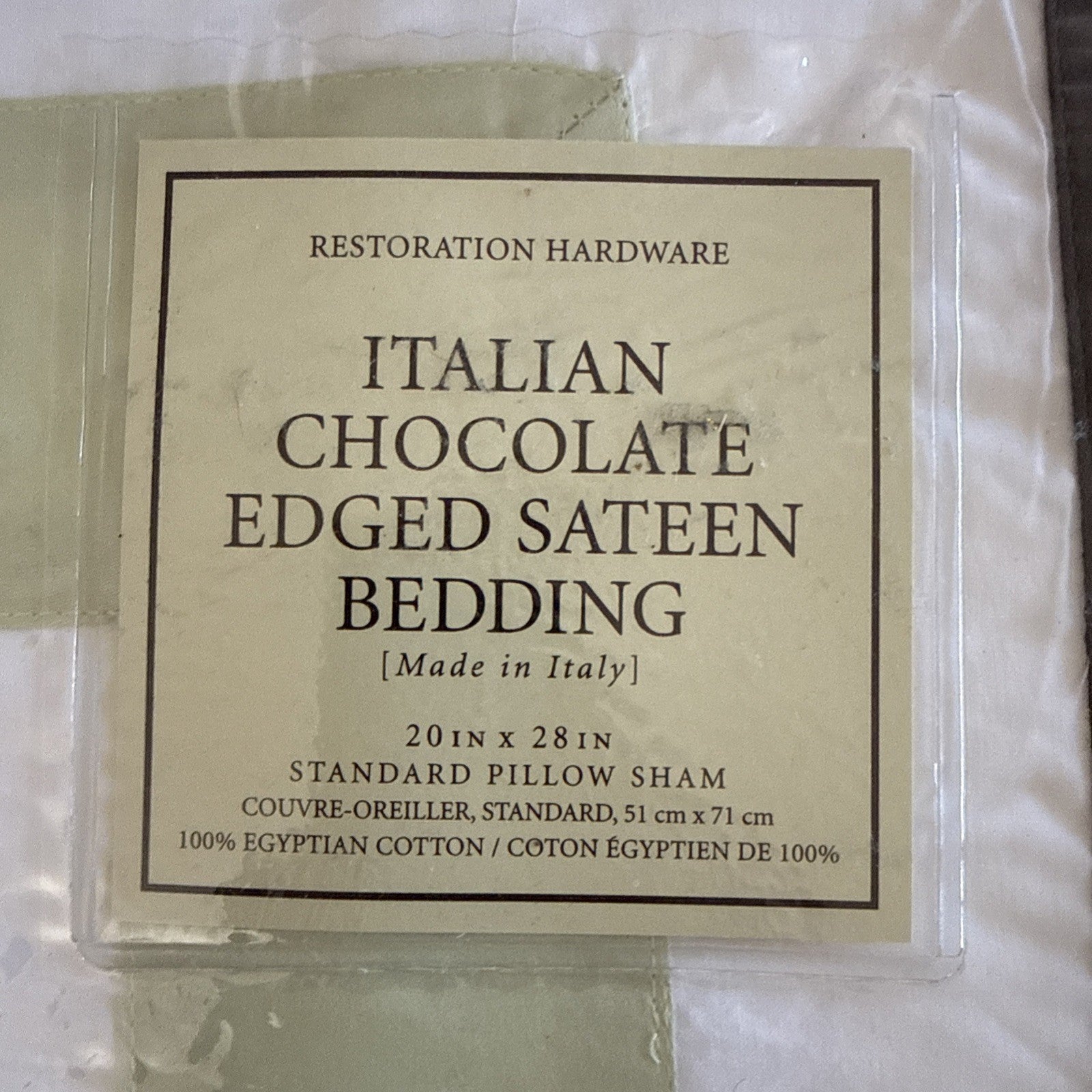 Restoration Hardware Italian Chocolate Edged Sateen - BOUDOIR Pillow Shams 20x281