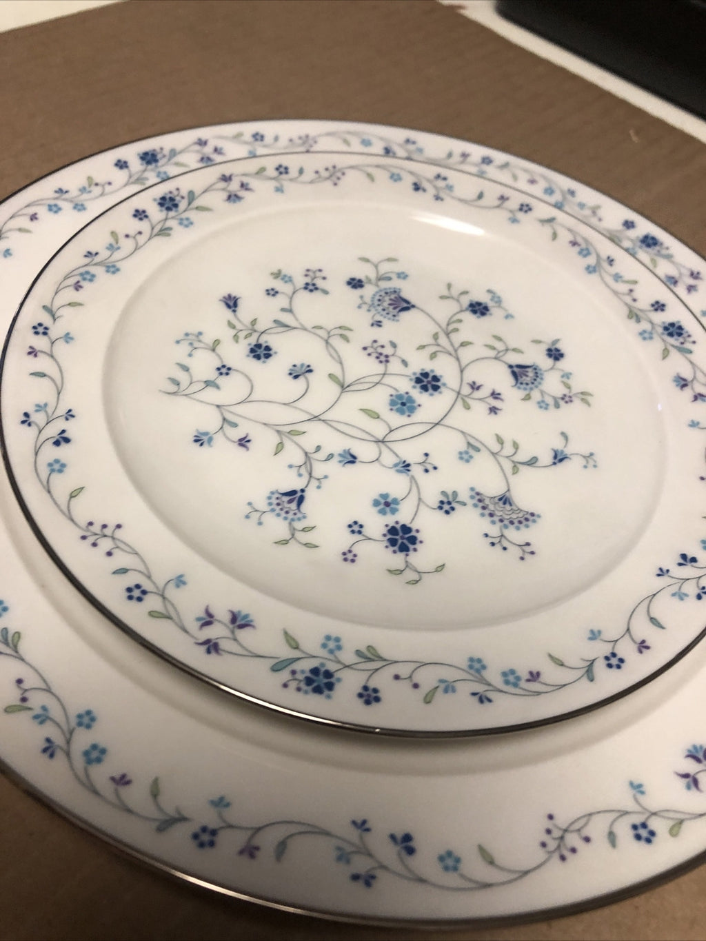 Noritake Ivory China #7164 Serene Garden Lot Of 2 Plates Salad & Desert Plate1