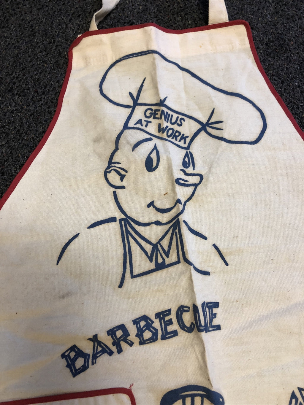 Vintage Barbecue Apron Bib “Genius At Work” Humor4