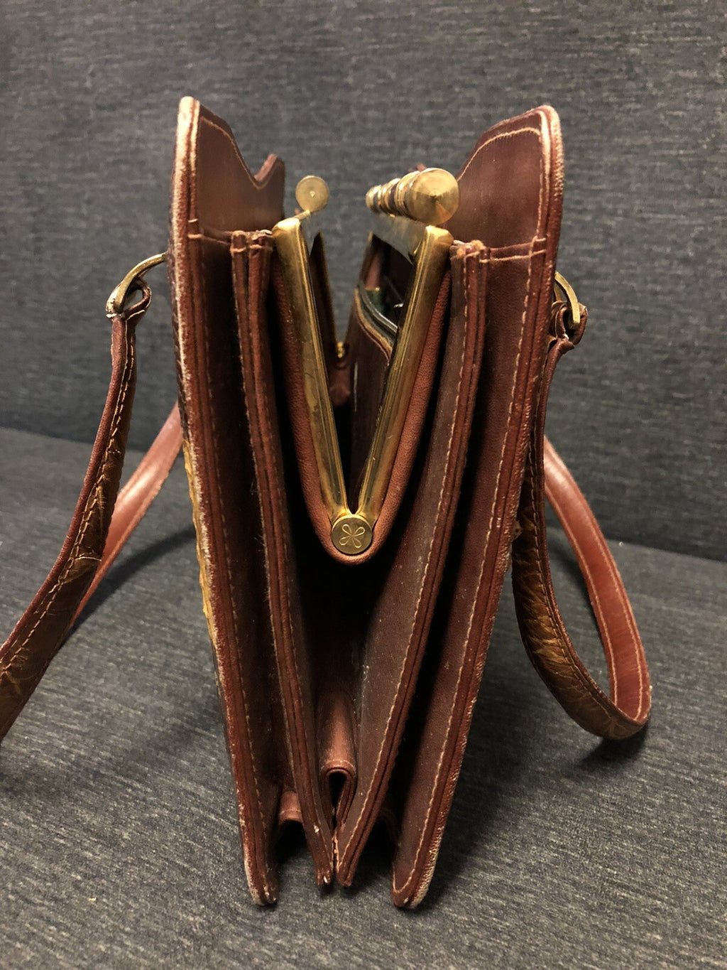 Unique Vintage Crocodile Handbag Purse Antique3
