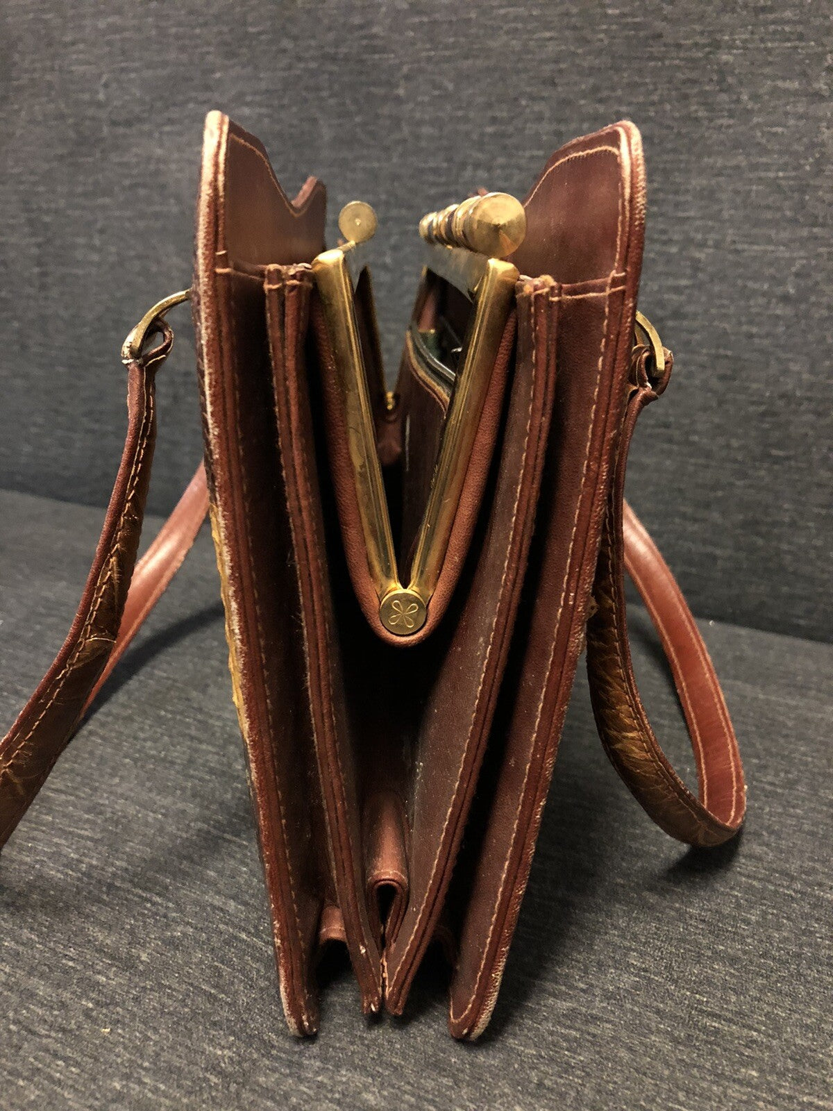 Unique Vintage Crocodile Handbag Purse Antique3