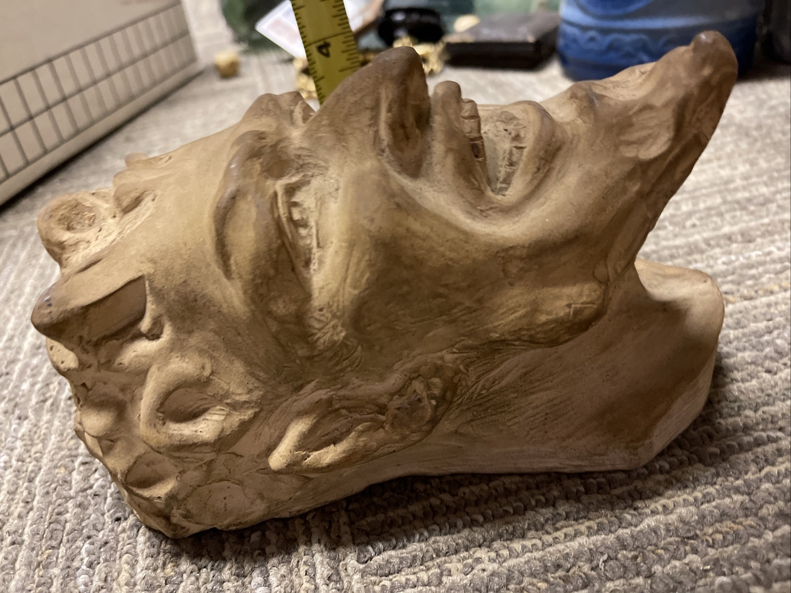 1912 Antique Devil Demon Gargoyle Monster Head Sculpture Oddities signed chase11
