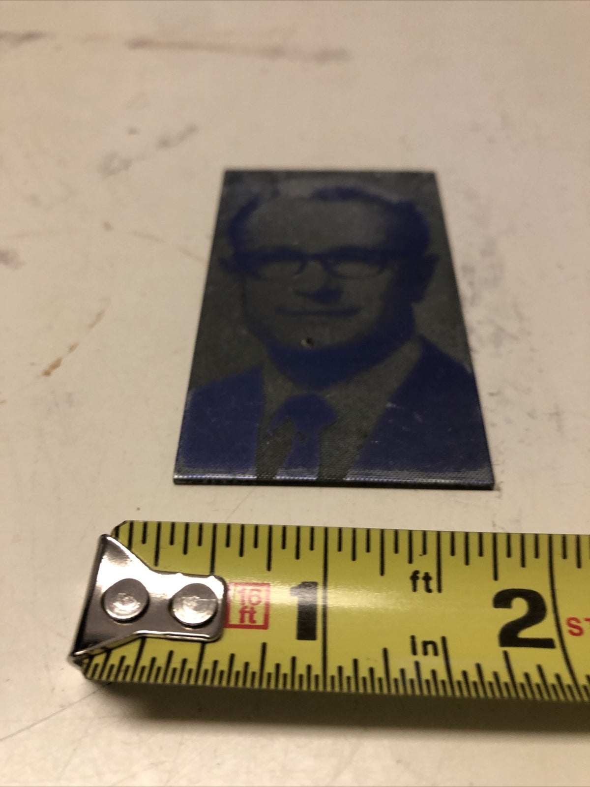Antique Metal Printing Plate Block Photo Negative 2x3 Inch” Man With Glasses0