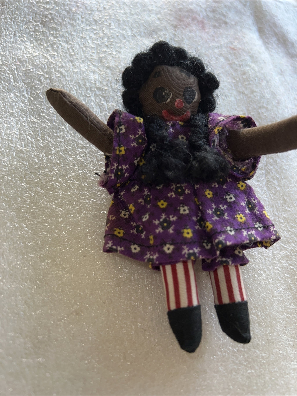 4” Cute Tiny Colombian Style? Art Cloth Doll Painted Face Hand Made4