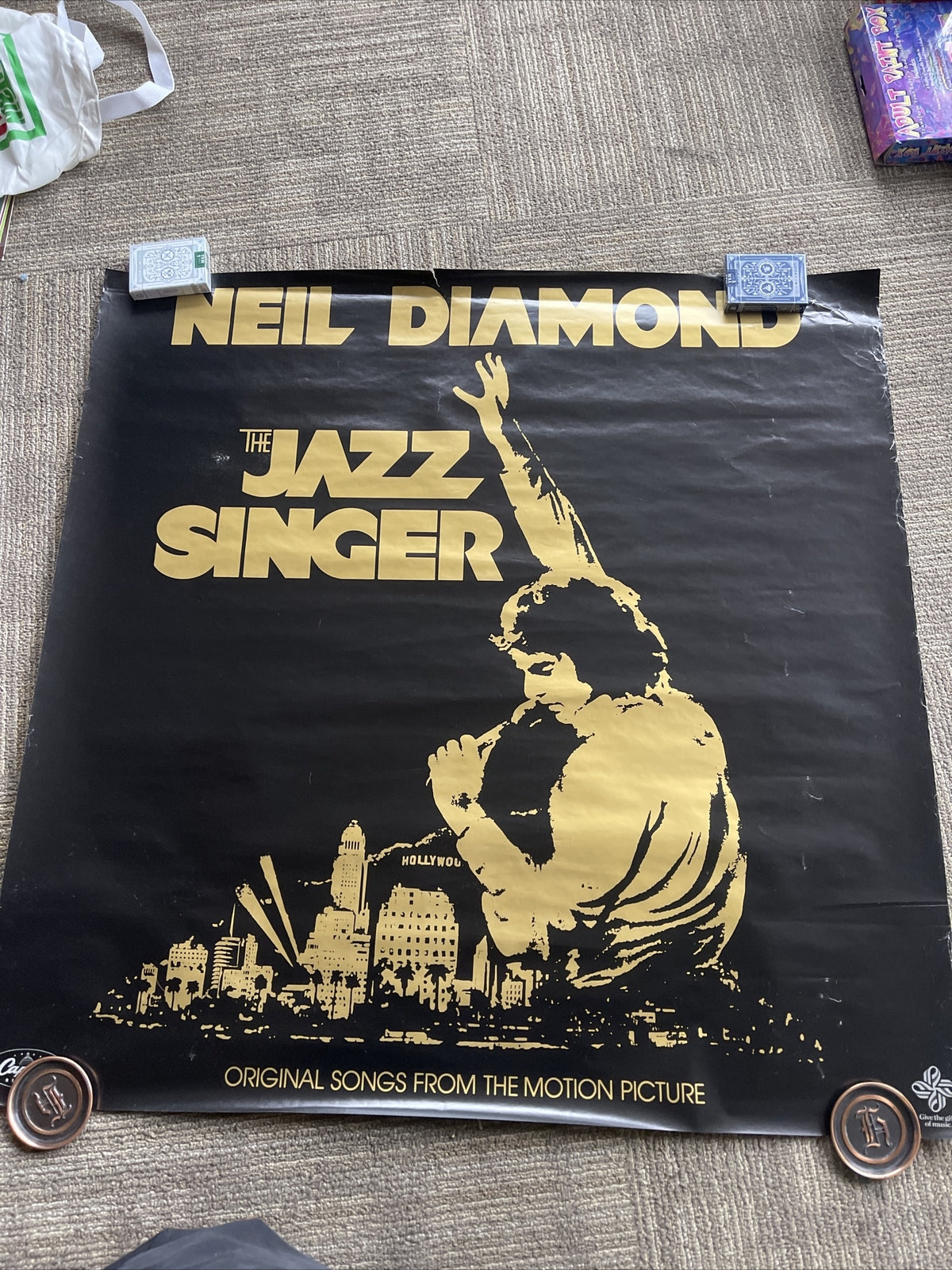 #197 1980 Neil Diamond jazz singer Record Store Promo Poster 36x36”0