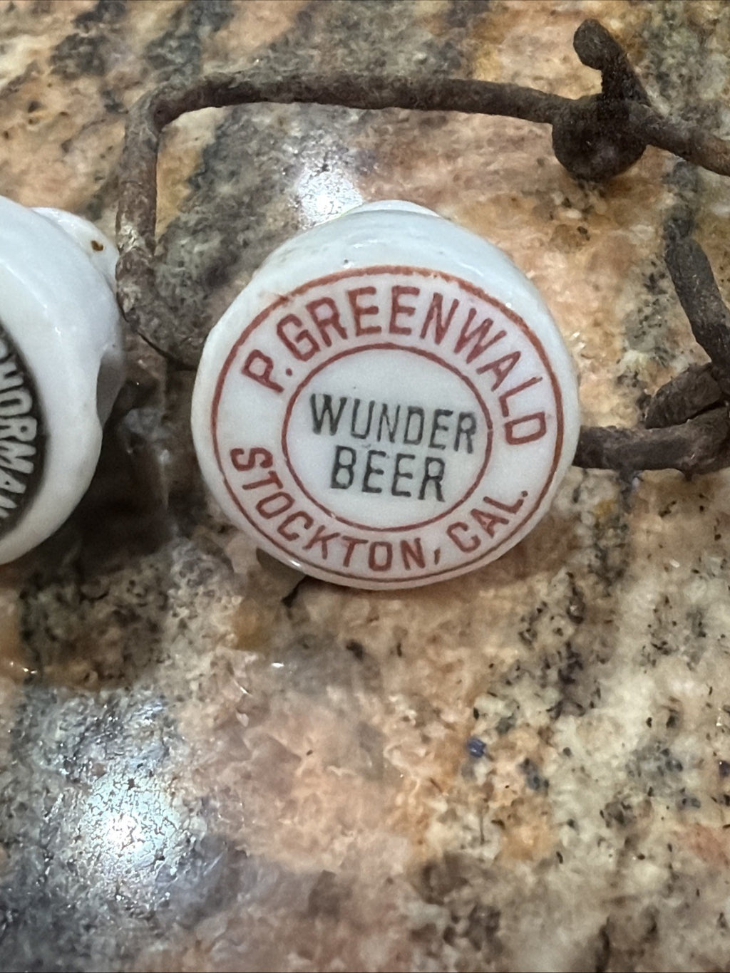 3 Pre-Prohibition Porcelain Beer Bottle Stopper Sacramento Stockton CA3