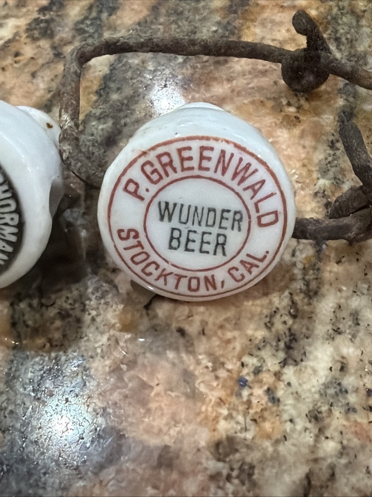 3 Pre-Prohibition Porcelain Beer Bottle Stopper Sacramento Stockton CA3