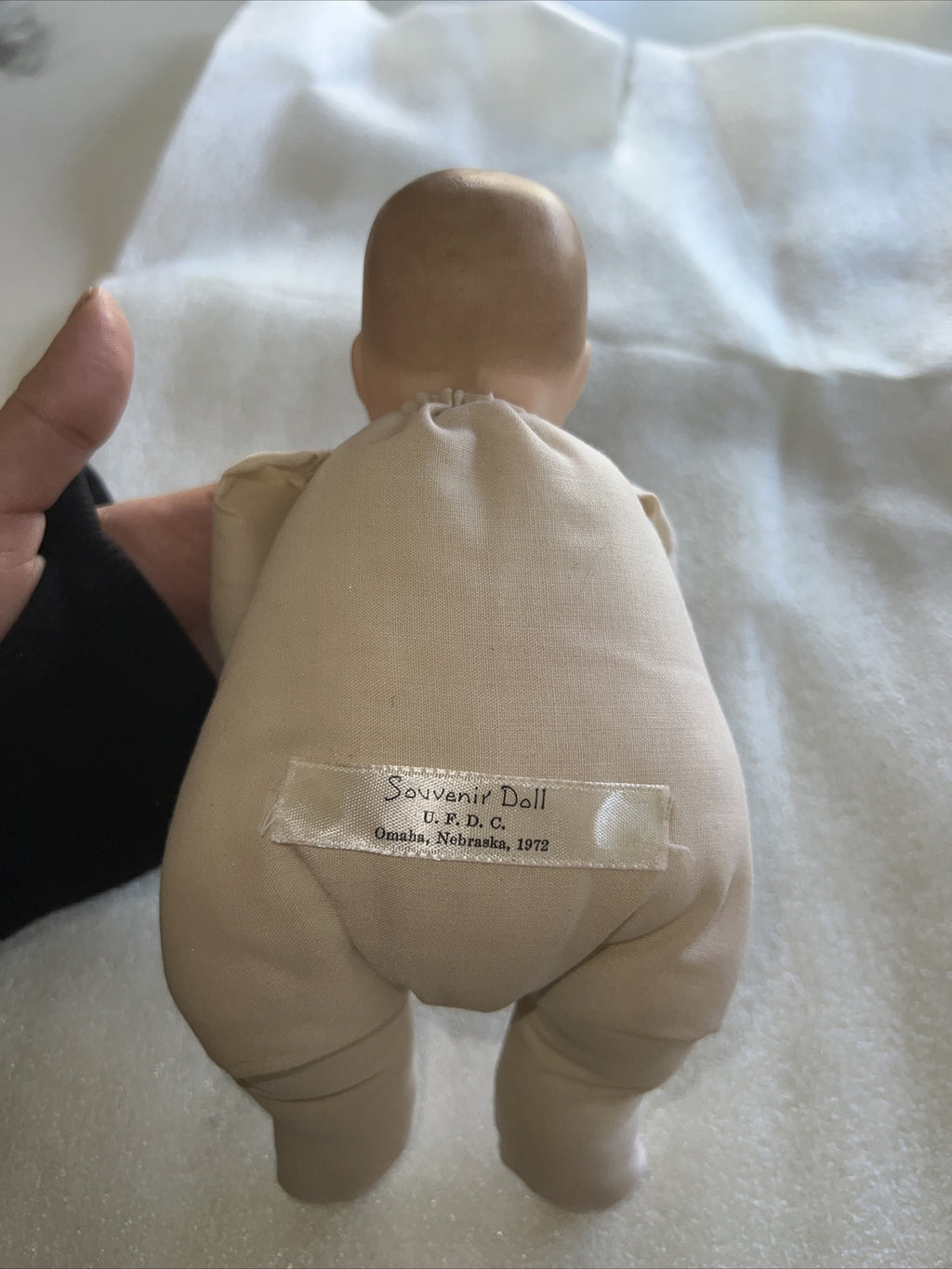 Vintage U.F.D.C Souvenir Baby Doll Nebraska 1972 7.5” Bisque Head4