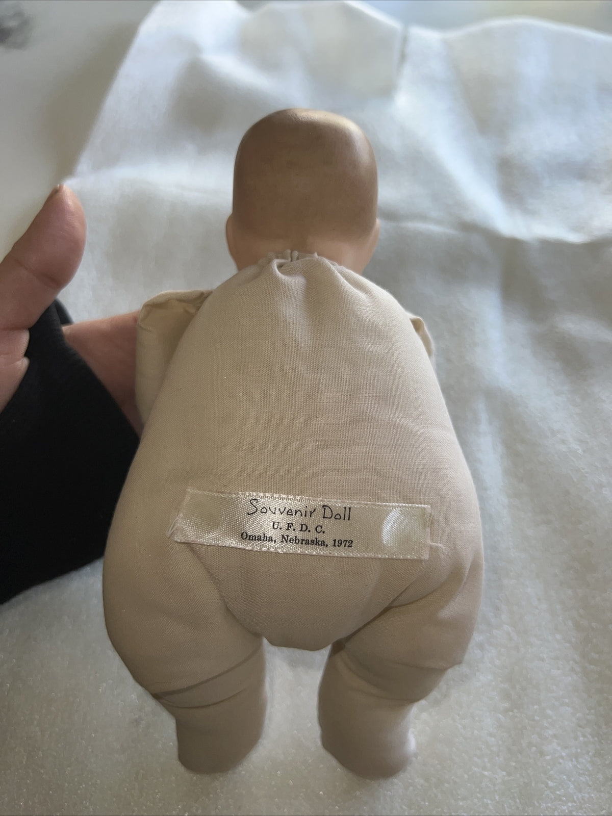 Vintage U.F.D.C Souvenir Baby Doll Nebraska 1972 7.5” Bisque Head4