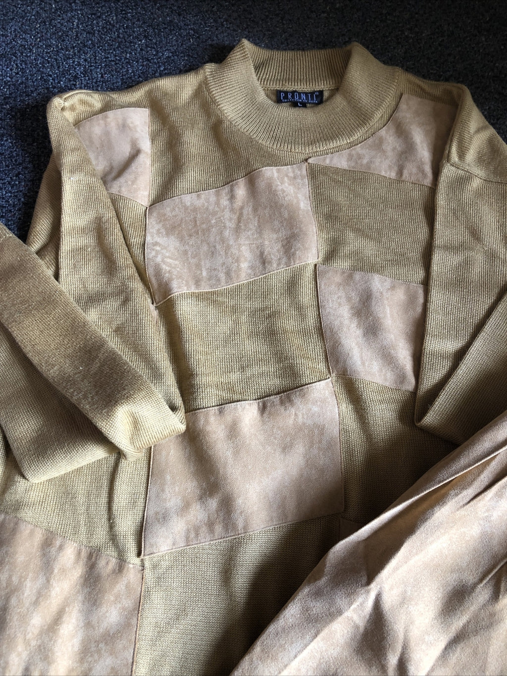 Vintage 90’s NOS Pronti Mens Beige Casual Set Sweatshirt Size L & Pants XL/40”3