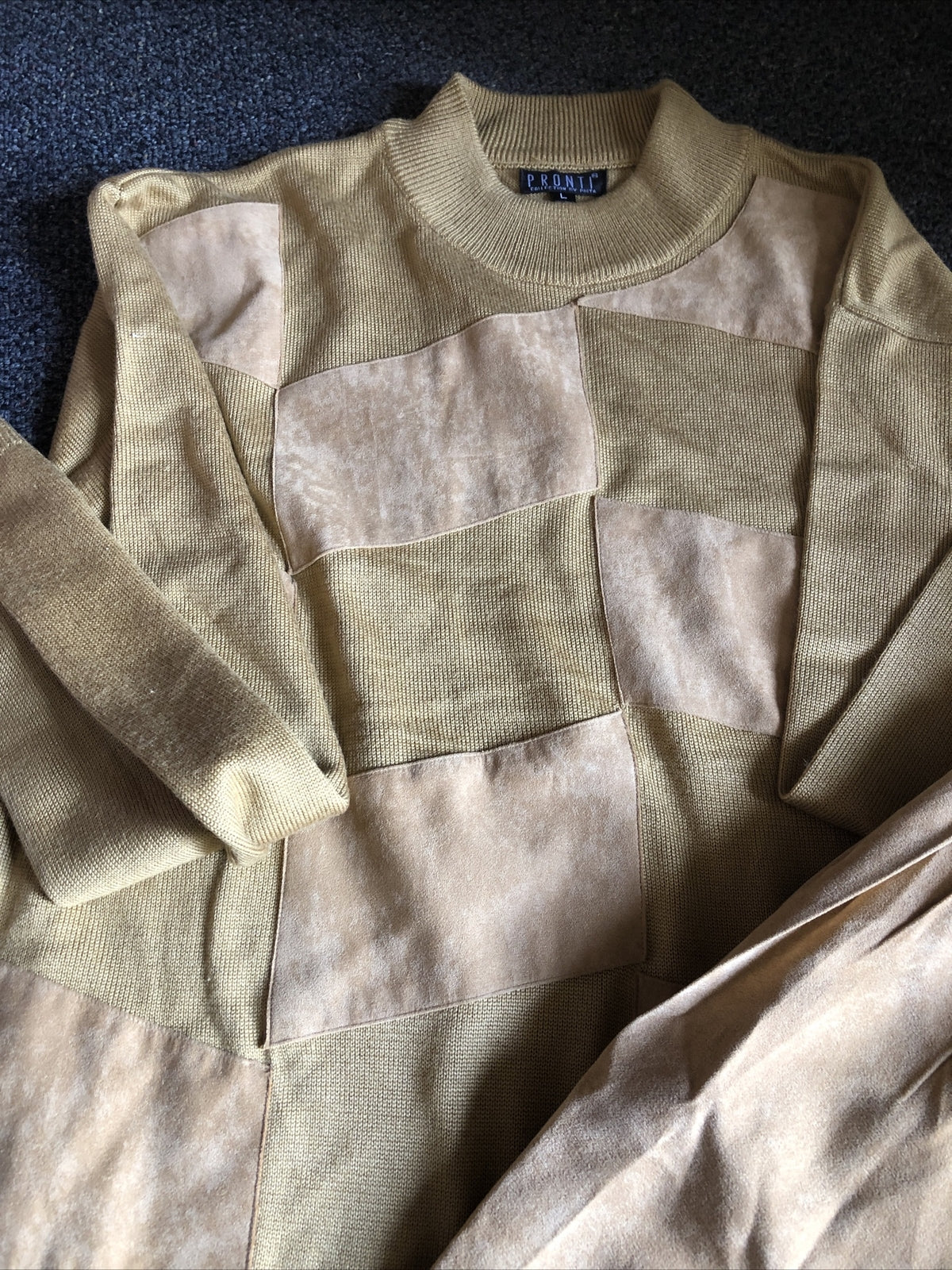 Vintage 90’s NOS Pronti Mens Beige Casual Set Sweatshirt Size L & Pants XL/40”3