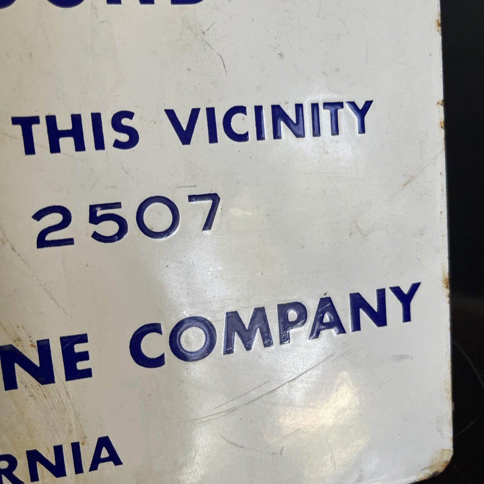 Cobalt Blue Porcelain Sign Caution Cable Underground General Telephone 12”7