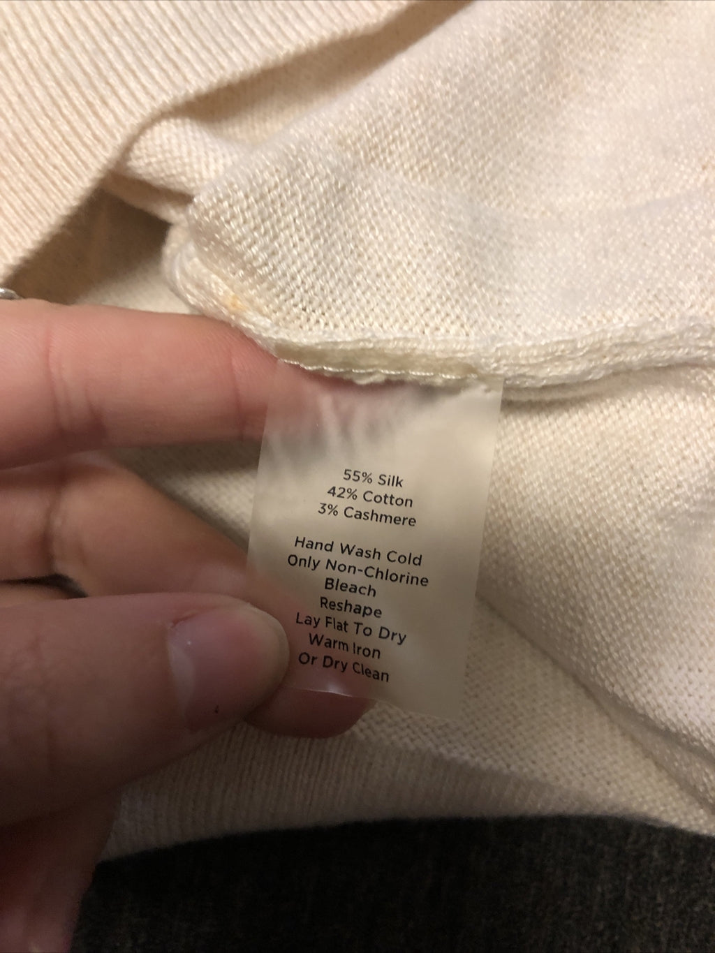 Talbots Cream Blouse Size 1L Petite Knit ShortSleeve Sweater Silk Cashmere Blend3