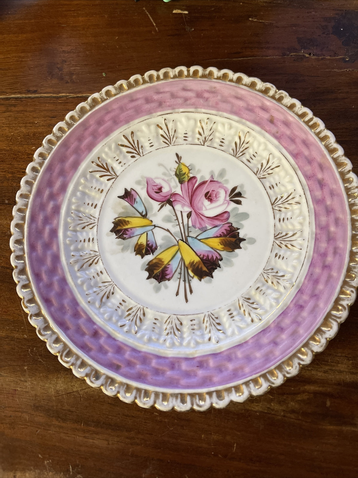 19th century porcelain floral cabinet plate Germany 8.5”0