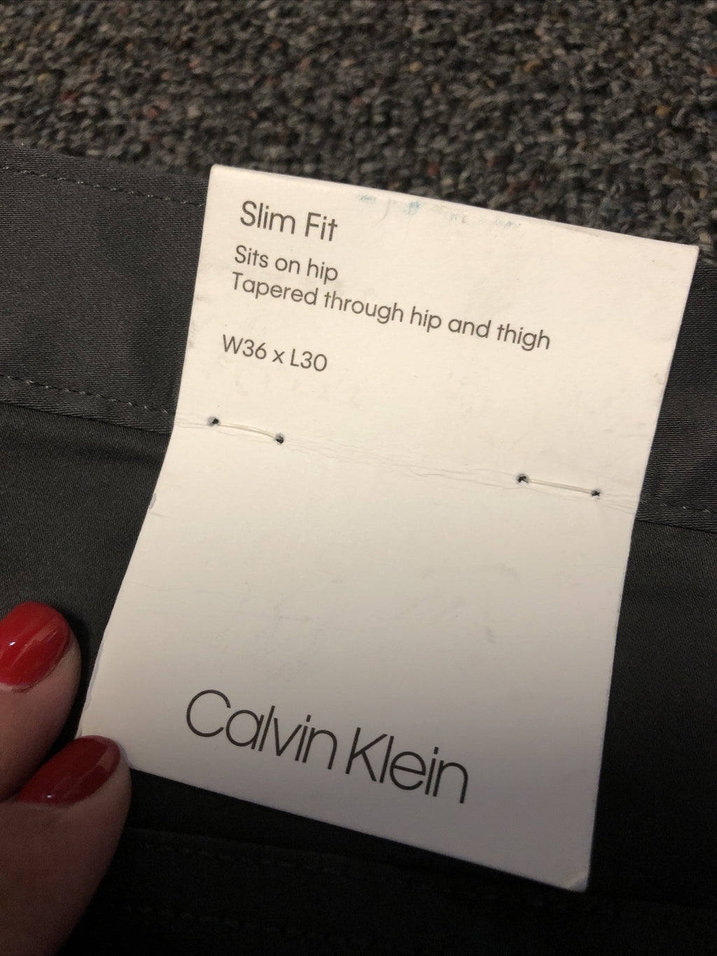 Calvin Klein Mens Grey Slim Fit Dress Pants Size W36 X L303