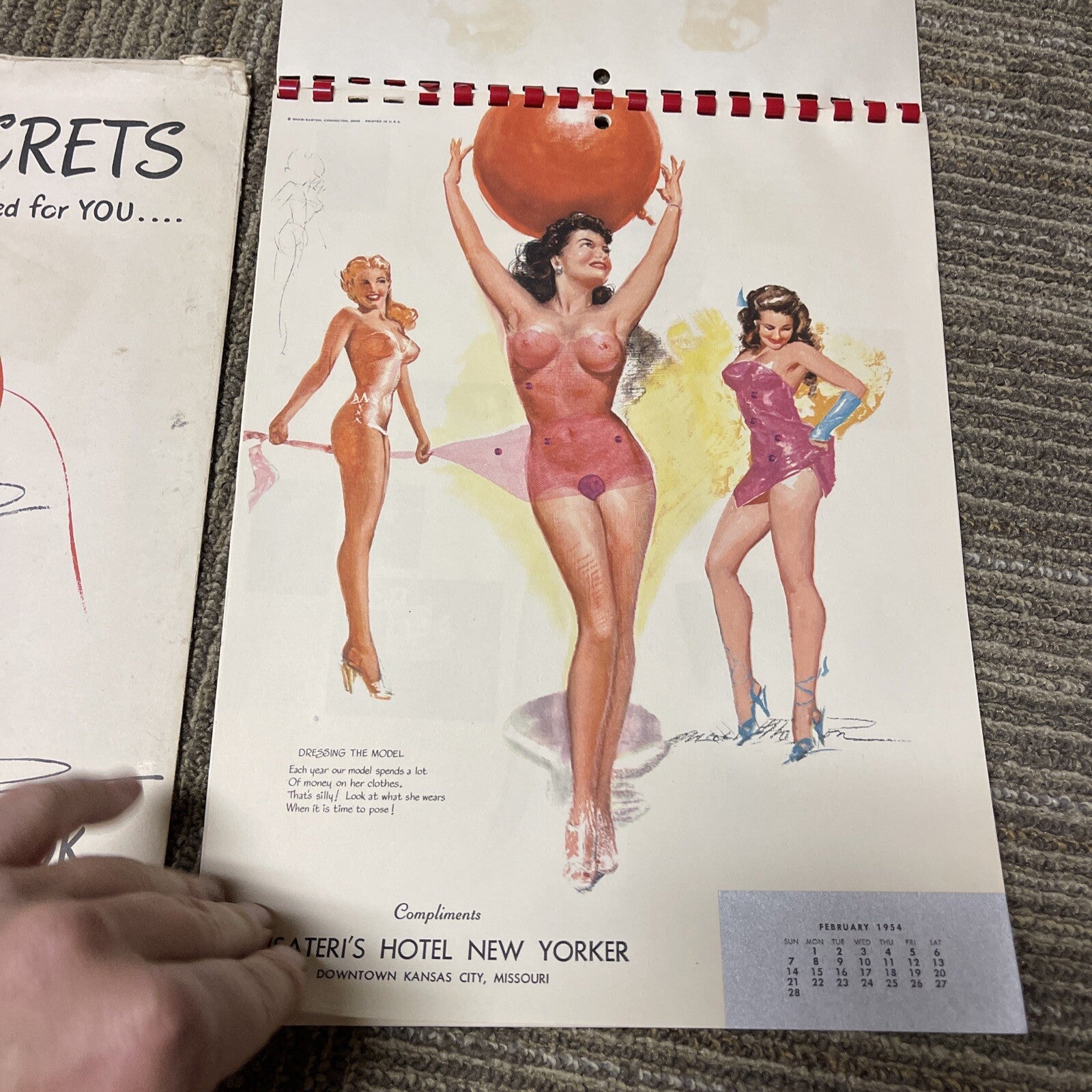 VINTAGE 1954 PIN UP Calendar Complete 12 MONTH Earl Mac Pherson Sketchbook 12.5"2