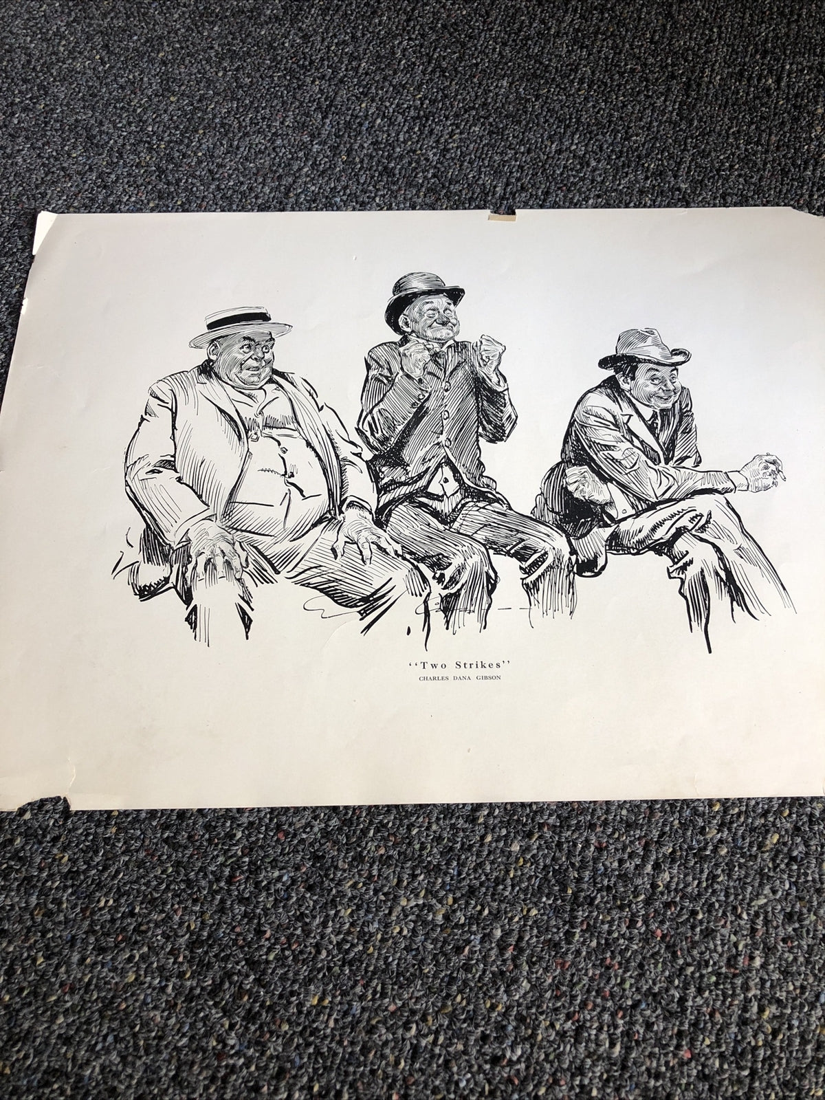 1914 Charles Dana Gibson Two Strikes Baseball Collier Lithograph Art Print2