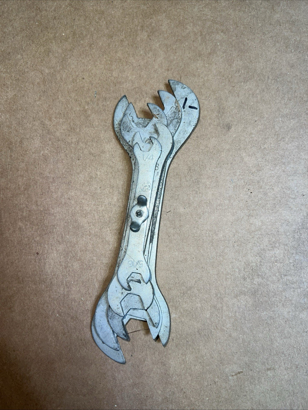 Vintage Multi-Size Folding Open-End Wrench Tool – 1/4" to 13/16" – USA Made0