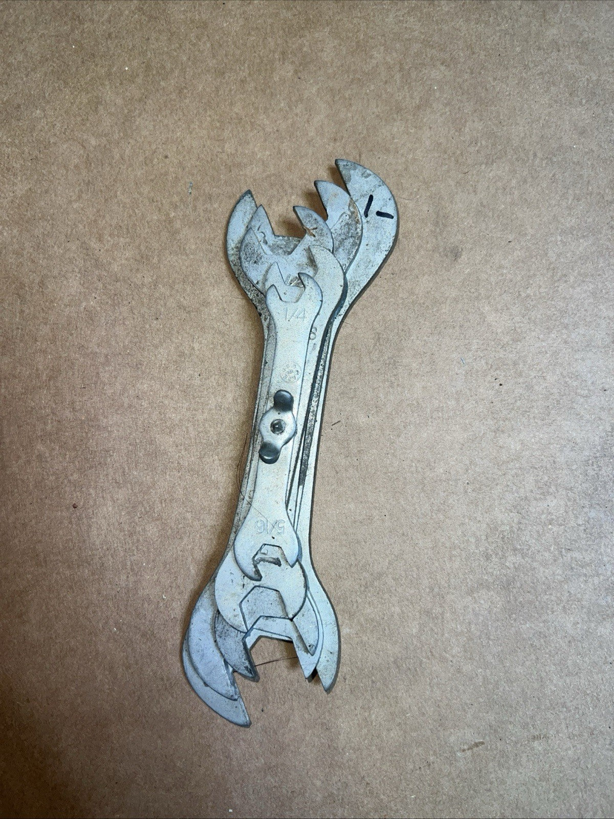 Vintage Multi-Size Folding Open-End Wrench Tool – 1/4" to 13/16" – USA Made0