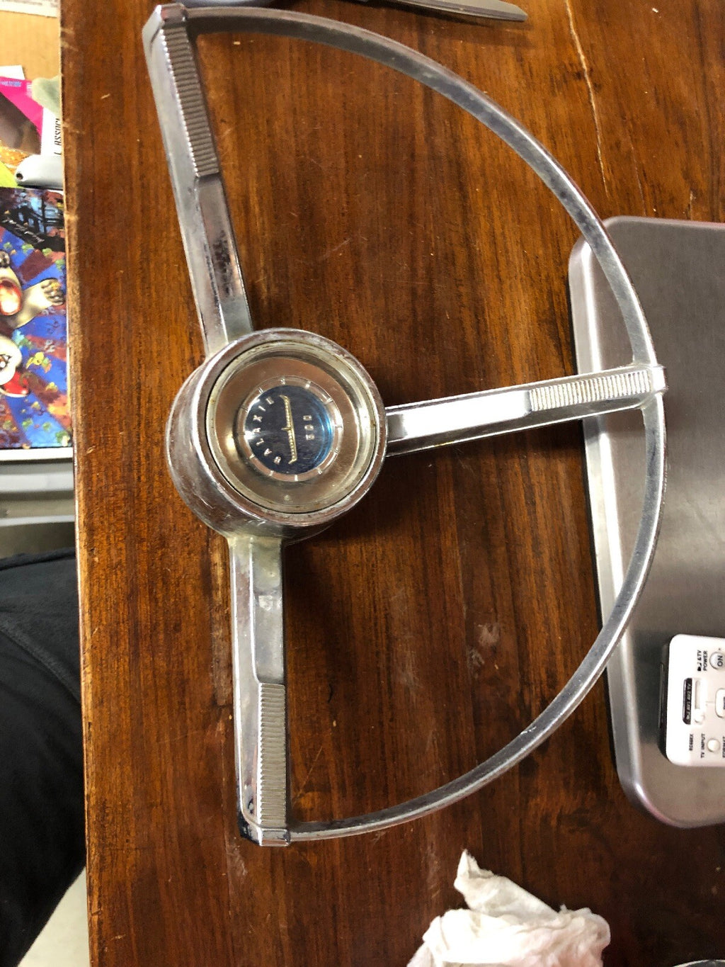 1963-4 Ford Galaxie 500 Barn Find Steering Wheel Chrome Horn Ring  C3AA-13A800.0