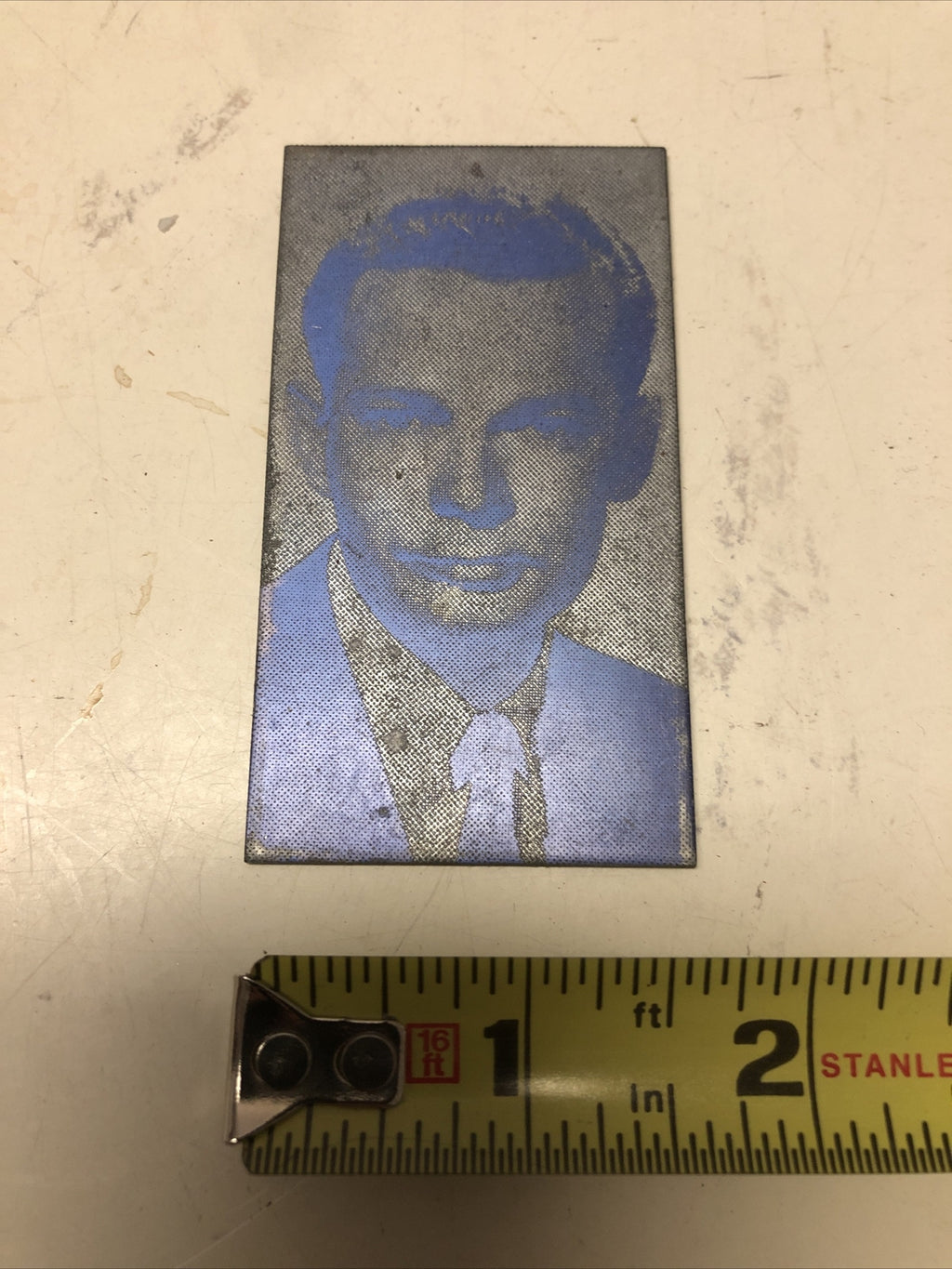 Antique Metal Printing Plate Block Photo Negative 2x3 Inch” Man In Suit1