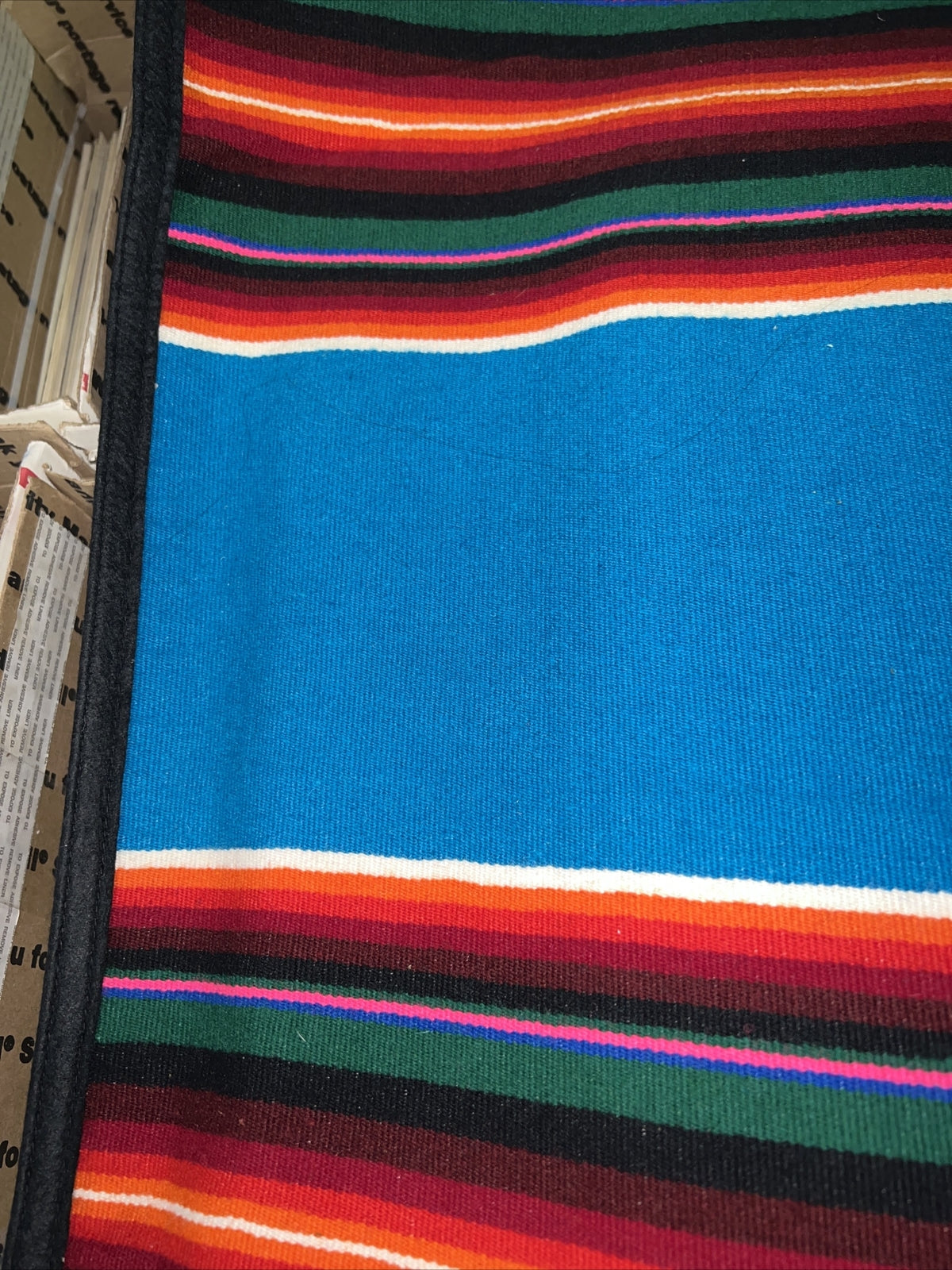 LargeVintage Mexican Saltillo Blanket Serape Rare Vibrant Colors Ethnic Blanket2