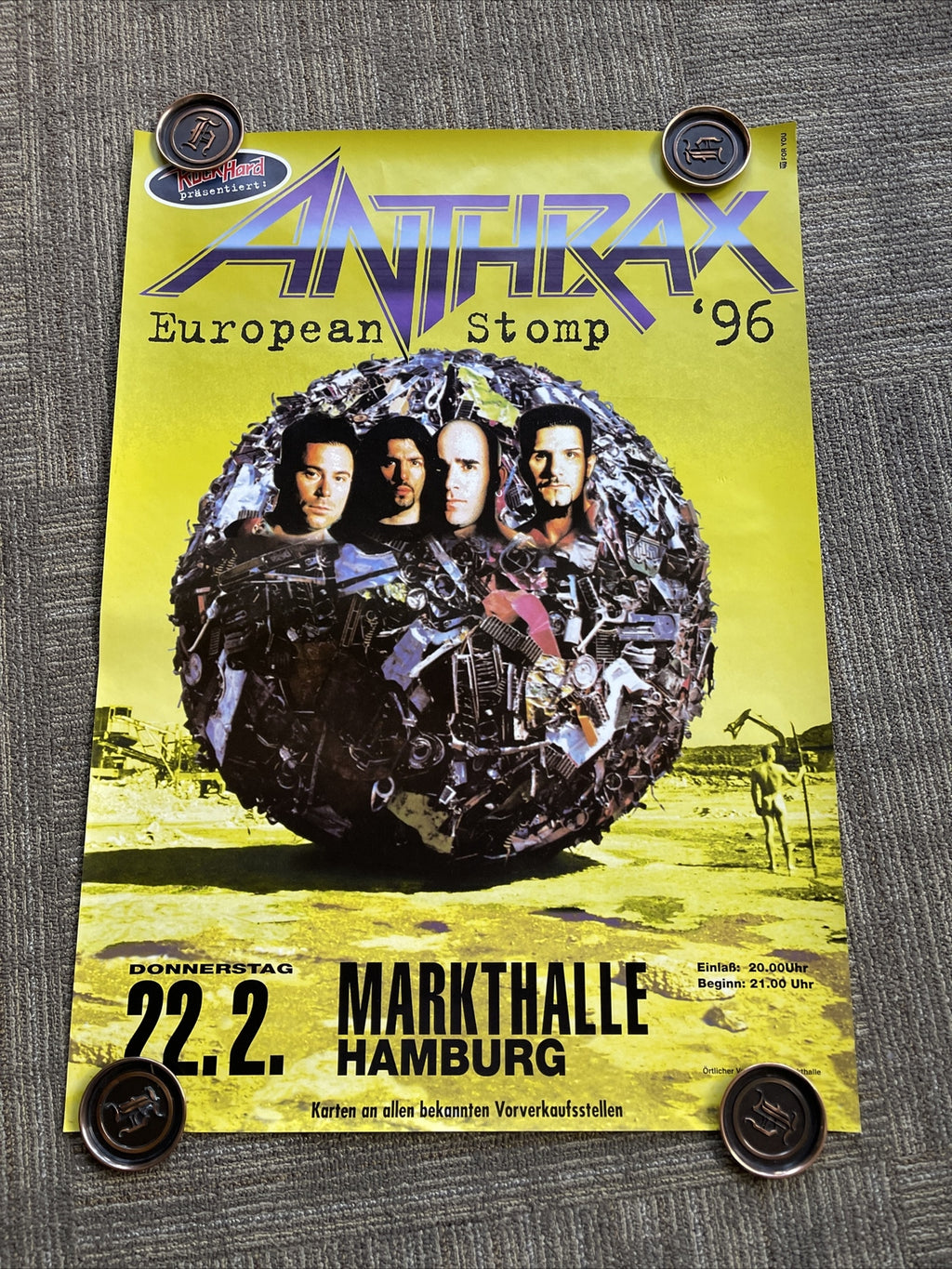 #32 1996 ANTHRAX  European Stomp Tour promotional poster 23” X 33”0
